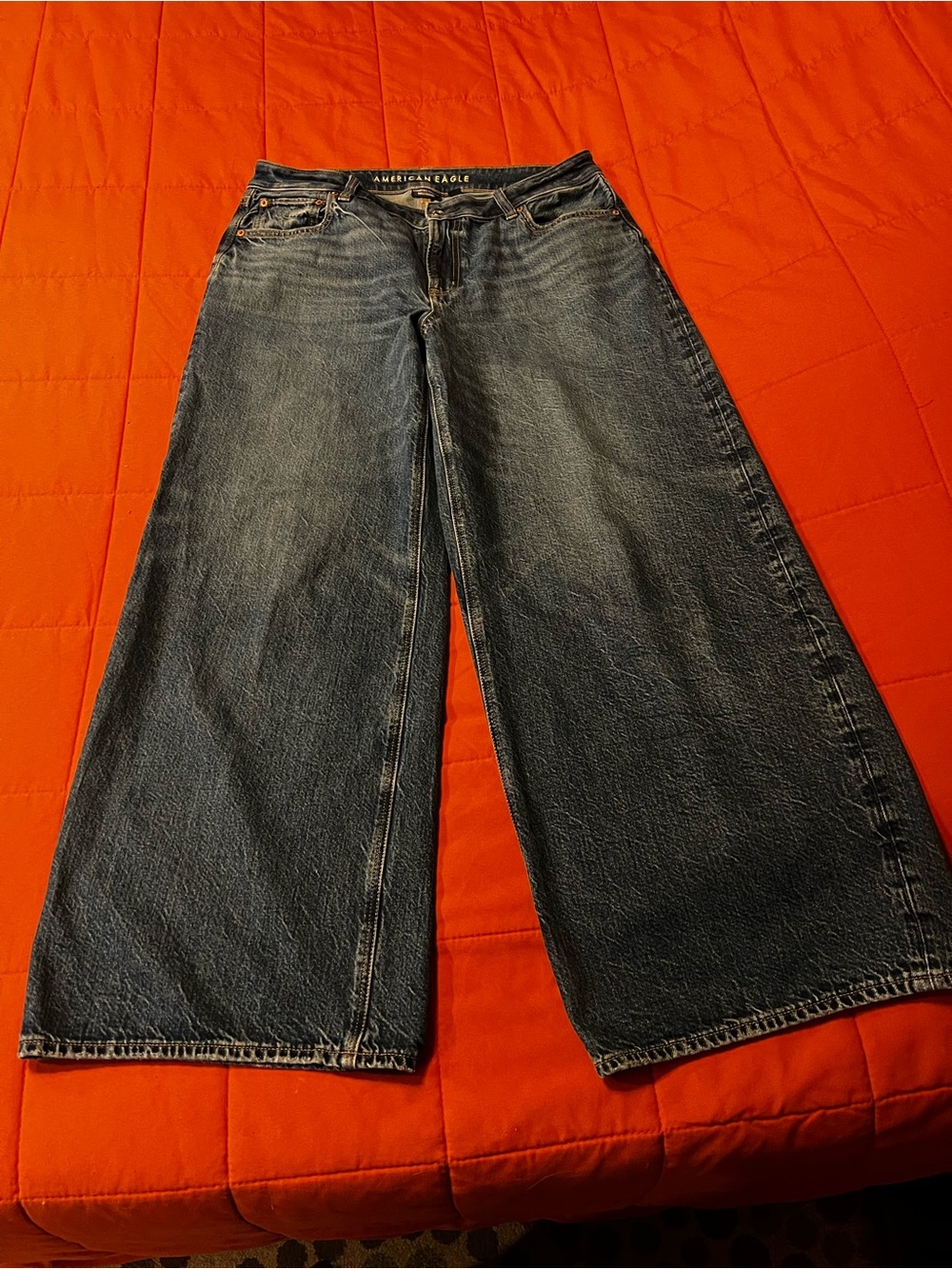 American Eagle Outfitters Wide Leg Jeans - Dark Wash Blue